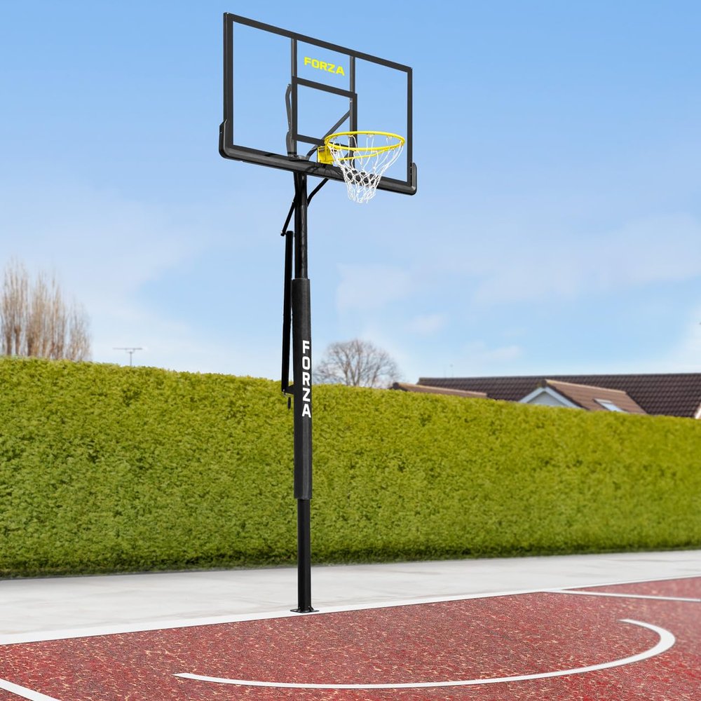 FORZA Basketball Post & Hoop [Socketed] | Adjustable Basketball Hoop | Outdoor Hoop & Post System | Basketball In-Ground Hoops & Goals | Basketball Hoop Outdoor (60in x 35in Backboard)