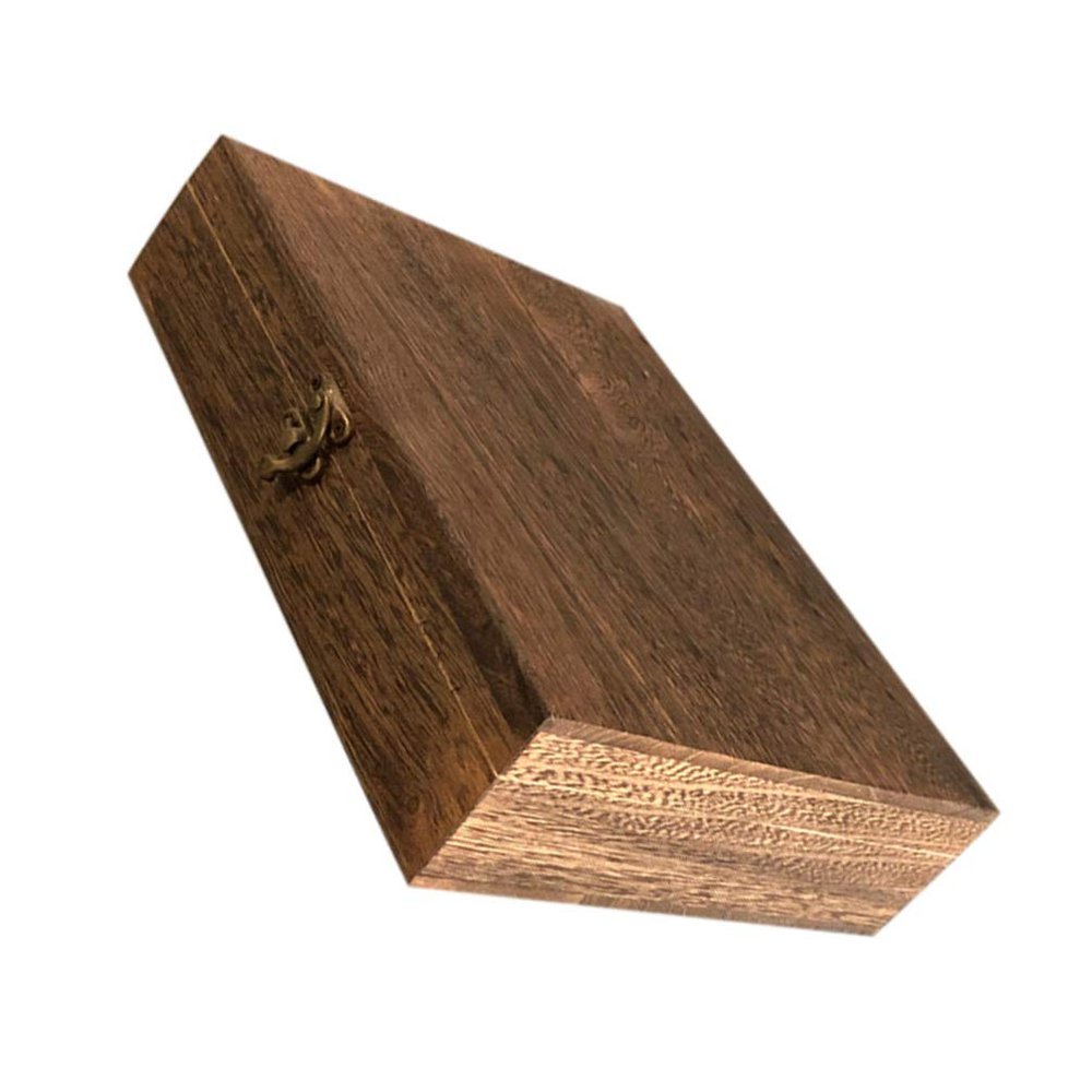 Handmade Wood Box Wooden Box with Hinged Lid- with Brass - Small Keepsake Boxes for Rock Collection Pin Display Jewelry Tray (Brown) Wooden Jewelry Box