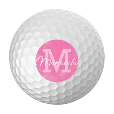 Personalized Golf Balls - Logo Golf Balls - Custom Golf Balls - Monogrammed Golf Balls (12 Balls, Pink Circle)