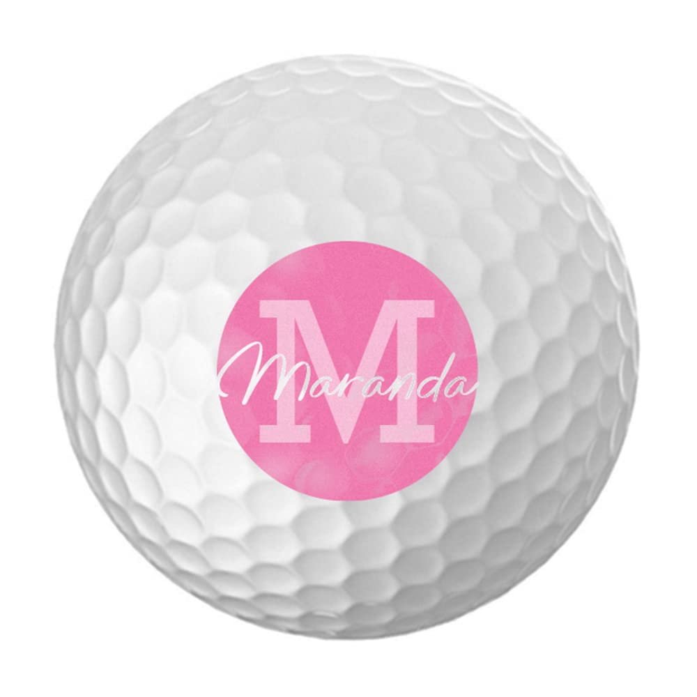 Personalized Golf Balls - Logo Golf Balls - Custom Golf Balls - Monogrammed Golf Balls (12 Balls, Pink Circle)
