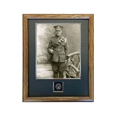 Northern Promotions Air Force Veteran Gift 11x14 Display for 8x10 Portrait or Award Oak Picture Frame, Dark Gray Mat, Silver Trim and Emblem Retirement Ceremony Memorial or Commissioning Gift