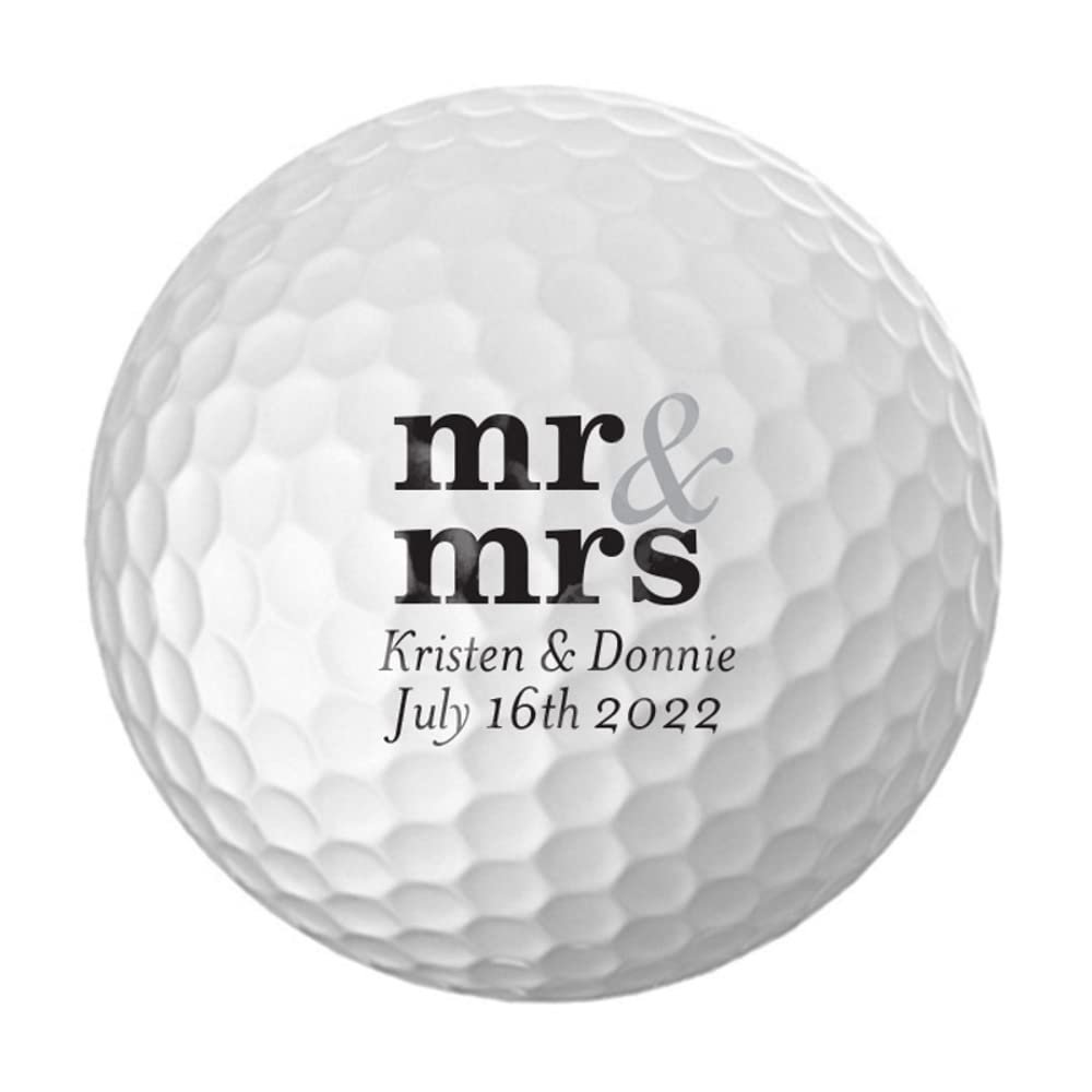 Personalized Wedding Party Logo Golf Balls - Custom Monogrammed (12 Balls, Mr & Mrs)