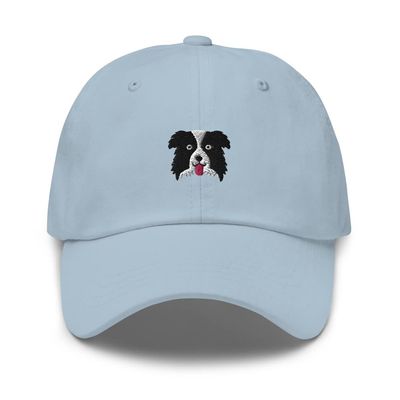 Border Collie hat, Embroidered Unisex hat, Border Collie Gifts, for Women and Men, Border Collie Dog mom dad hat. Light Blue