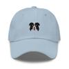 Border Collie hat, Embroidered Unisex hat, Border Collie Gifts, for Women and Men, Border Collie Dog mom dad hat. Light Blue view 1