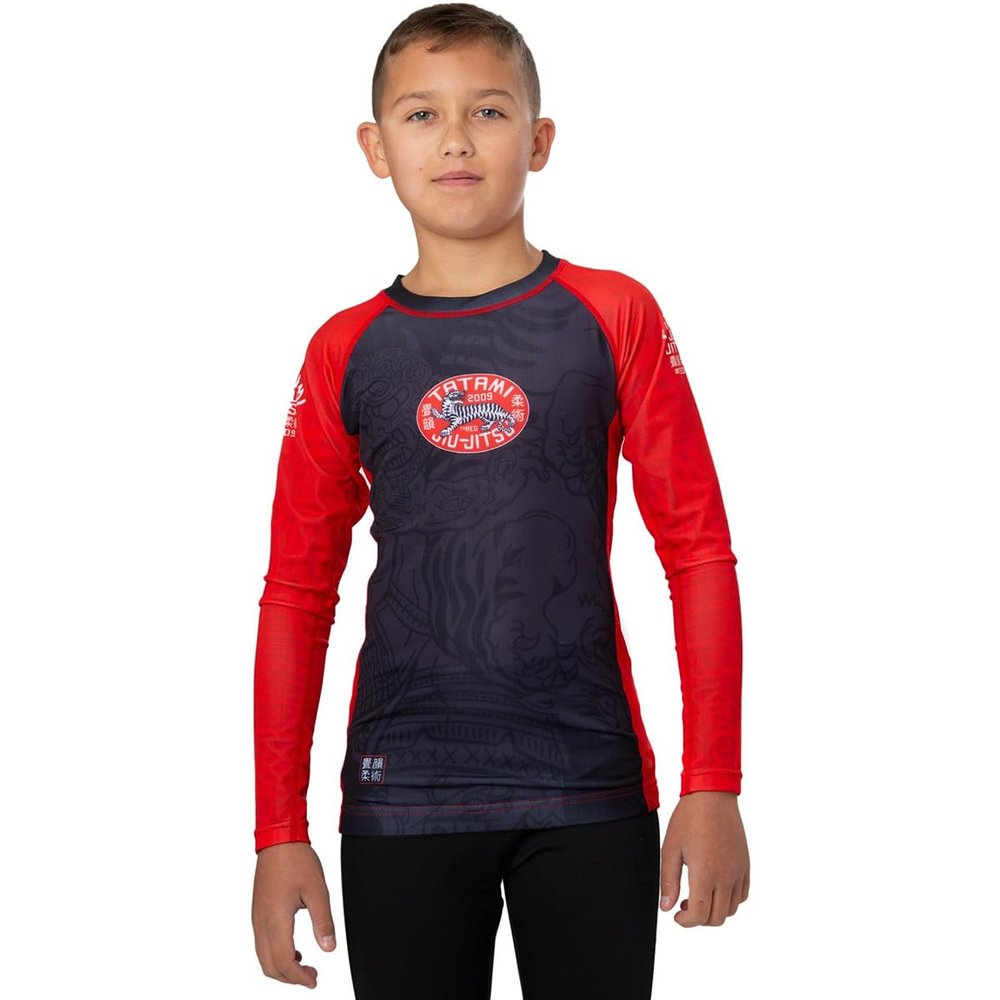 Tatami Fightwear Kid's Takedown Tiger Eco Tech Recycled Rashguard- Medium- Black