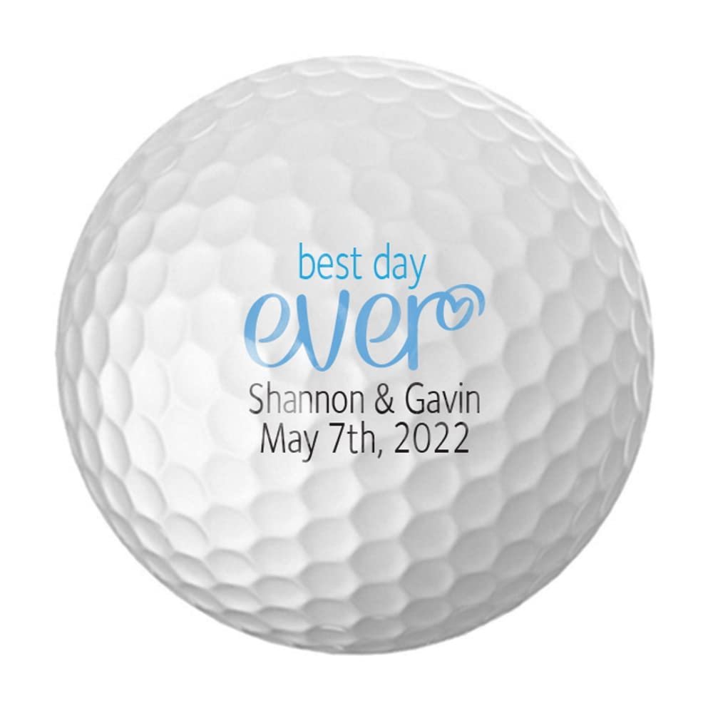 Personalized Wedding Party Custom Logo Golf Balls - Best Day Ever (12 Balls)
