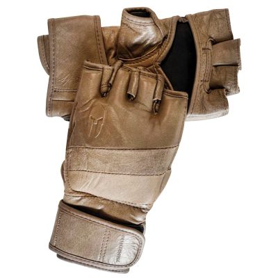 Victorbudo MMA Gloves Grappling Sparring Heavy Bag Boxing Gloves for Men, Maya Hide Leather Boxing Gloves Martial Arts Training Half Finger Adjustable Kickboxing Punching Gloves (Open Pam, S)