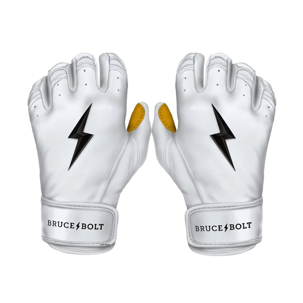 BRUCE BOLT Original Series Short Cuff White Batting Glove - White XXXLarge