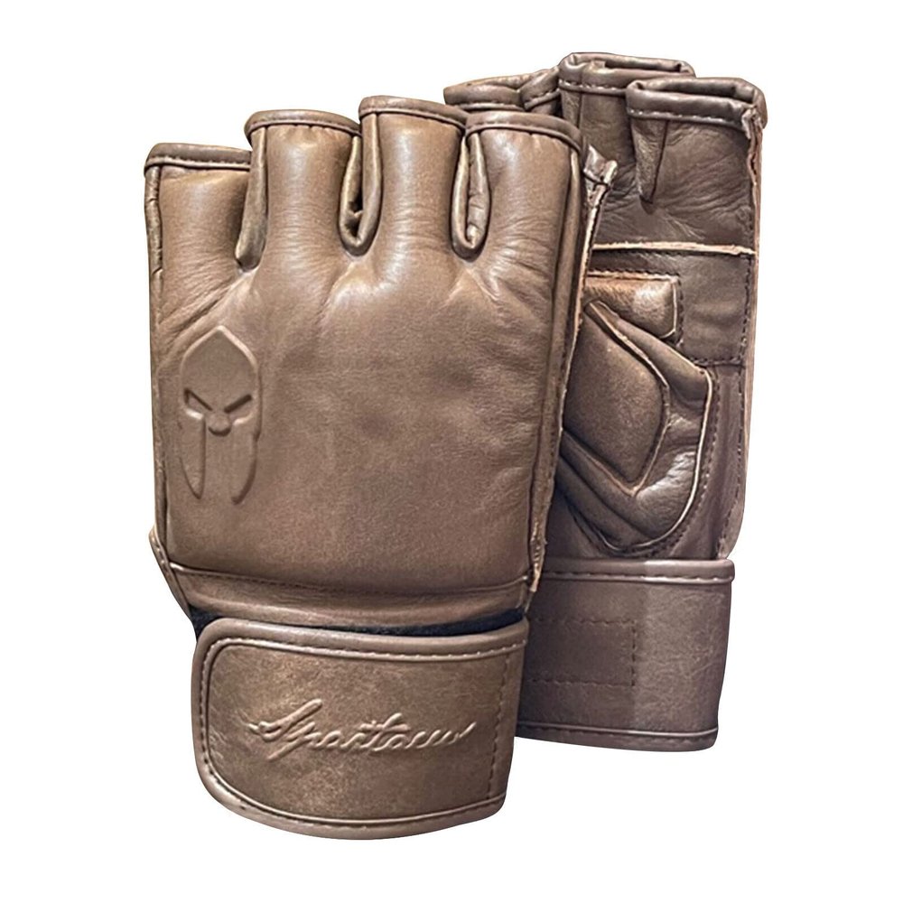 Victorbudo MMA Gloves Grappling Sparring Heavy Bag Boxing Gloves for Men, Maya Hide Leather Boxing Gloves Martial Arts Training Half Finger Adjustable Kickboxing Punching Gloves (Close Pam, M)