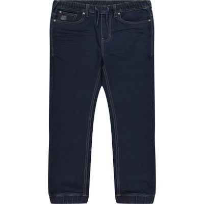 Nautica Boys' Pull-On Stretch Denim Jogger, 5-Pocket Style & Drawstring Closure, Dark Blue, 5
