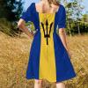 Elegant Casual Barbados Flag Dress for Women Girl's Summer Sun Beach XS view 3