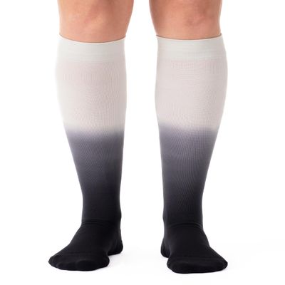Comrad Nylon Knee High Socks - 15-20mmHg Graduated Compression Socks, (Medium, Black Ombre) - Soft & Breathable Support Socks for Men, Pregnant Women, Nurses, Home, Work, & Travel
