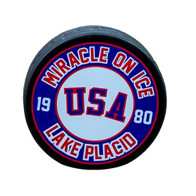 USA Hockey Miracle on Ice 1980 Lake Placid Olympics Hockey Puck | Made by Inglass - Official NHL Puck Supplier | Officially Licensed (US2405)