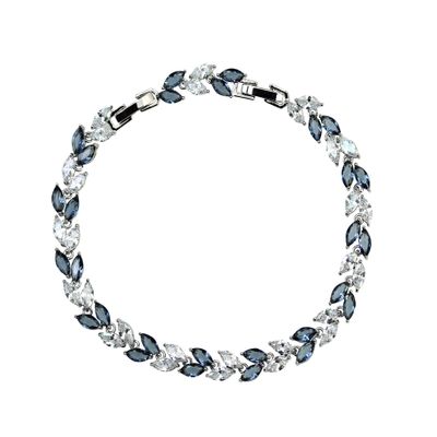 Faship Gorgeous Marquise Dark Blue Clear CZ Crystal Tennis Bracelet - Dark Blue/Clear