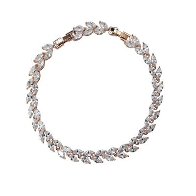 Faship Gorgeous Marquise Clear CZ Crystal Tennis Bracelet - Clear/Rose Gold Plated