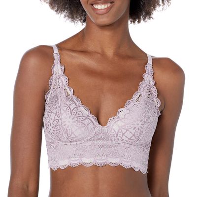 Maidenform Women's Pure Comfort Lace Bralette, Lightly Lined Wireless Bra, Convertible Longline Halter Bralette with Soft Foam Cups