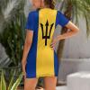 Barbados Flag Short Sleeved Dress for Women Summer Top S view 2