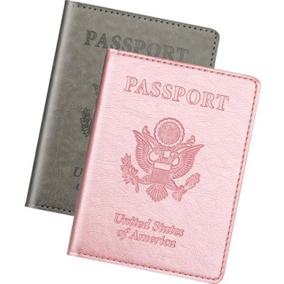Rose Gold & Gray Passport Holder for Travel, Passport Wallet Cover Case for Family Women Men Cruise Essentials, Travel Must Haves Passports Book Protector