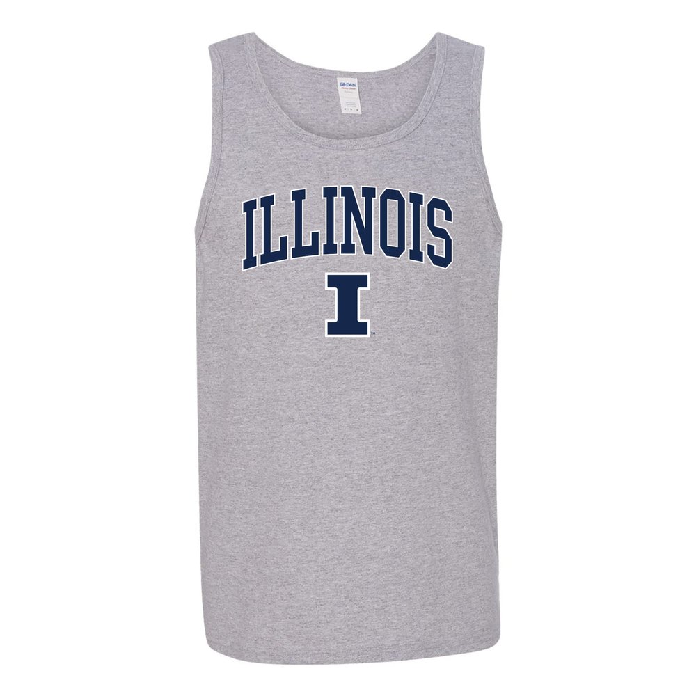 UGP Campus Apparel AT03 - Illinois Fighting Illini Arch Logo Tank Top - Large - Sport Grey