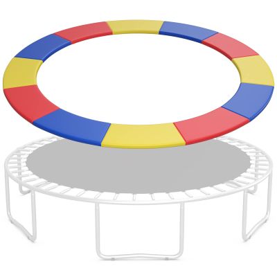 GYMAX Trampoline Spring Cover, 8/10/12/14/15/16FT Trampoline Replacement Safety Pad, Waterproof & Tear-Resistant All-Weather Trampoline Accessories, No Holes for Poles (10Feet, Multicolor)