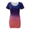LFEOOST Casual Dresses for Women with Pockets,Summer Fashion Short Sleeve V Neck Gradient Print Slim Fit Mini Dress Wine view 3