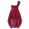 Duoremi Kids Girls One-Shoulder Flower Dress High Low Hem Ball Gown Wedding Evening Dresses Burgundy 16 Years view 2
