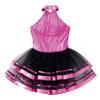 Agoky Kids Girls Sequins Ballet Dance Dress Halter Neck Gymnastic Leotard Skirt Stage Performance Dancewear Outfit Tutu Skirt Rose Sequin Mesh 11-12 view 4