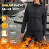 Junlan Sauna Suit for Women Sauna Pants Sweat Jacket Gym Workout Vest Sweat Suits for Women (Black Set(jacket and Pants),XX-Large) view 2