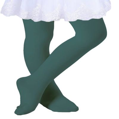 DIPUG Girls Green Tights Toddler Dance Footed Kids Ballet School Uniform Opaque Stockings 5t 6 7 8