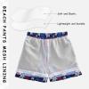 Aflyko 4th of July Boys' Board Shorts Doodle Stars Blue Red White Swim Trunk Teen Beach Swimwear view 3