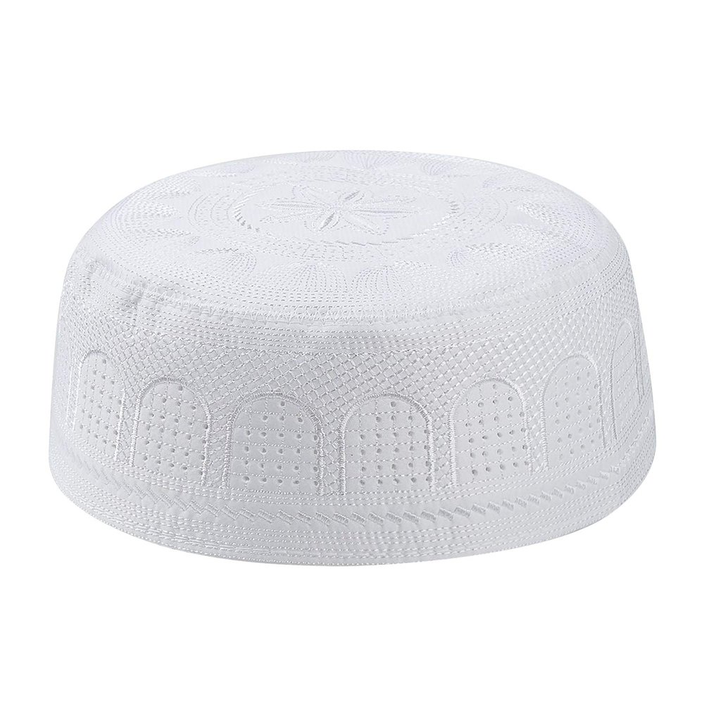 Beisto Men's Muslim Prayer Kufi Hat Skull Cap Islam Praying Beanie Caps Topi Ramadan Eid Gift White,L