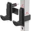 SELEWARE Steel J Hooks for Power Cage Squat Rack Attachment, Only for 2x2 inch Square Tube with 1 inch Hole Rack, Barbell J-Hook Holder for Power Rack, J Cups Set of 2 view 1