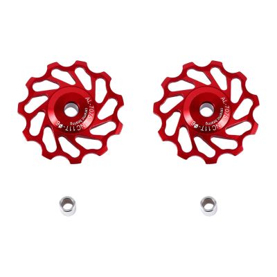 2Pcs Bikes Bike Ceramic BearingWheel Aluminium Alloy Rear Derailleur Guide Roller for Bike(red 11T)(L Red), Rear Derailleur Pulley, Rear Derailleur Pulley, 2Pcs Bikes Bike Ceramic B