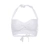 Women Front Twist Wrap Bikini Top Push Up Halter Top Vintage Swimsuit Top Beach Sexy Ruched Front Bathing Suit Top White view 3