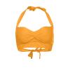 Women Front Twist Wrap Bikini Top Push Up Halter Top Vintage Swimsuit Top Beach Sexy Ruched Front Bathing Suit Top Yellow view 3