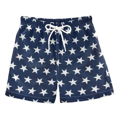 Aflyko 4th of July Boys' Board Shorts Patriotic Navy White Star Swim Trunk Teen Beach Swimwear