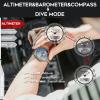 Dive Watch for Men 20ATM Waterproof Diving Wrist Watches for Altimeter Barometer Compass Thermometer Stopwatch Countdown Pedometer Calorie Counter Survival Watch Stainless Steel view 3