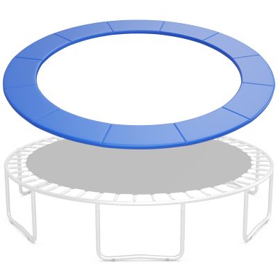 GYMAX Trampoline Spring Cover, 8/10/12/14/15/16FT Trampoline Replacement Safety Pad, Waterproof & Tear-Resistant Trampoline Pad, All-Weather Trampoline Accessories, No Holes for Poles (16Feet, Blue)