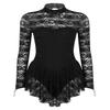 Sywiyi Women's Floral Lace Long Sleeve Figure Skating Dress Ballerina Gymnastics Leotard Ballet Dance Costumes Black X-Small view 1