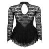Sywiyi Women's Floral Lace Long Sleeve Figure Skating Dress Ballerina Gymnastics Leotard Ballet Dance Costumes Black X-Small view 2