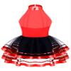 Agoky Kids Girls Sequins Ballet Dance Dress Halter Neck Gymnastic Leotard Skirt Stage Performance Dancewear Outfit Tutu Skirt Red Sequin Mesh 12-14 view 2