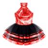 Agoky Kids Girls Sequins Ballet Dance Dress Halter Neck Gymnastic Leotard Skirt Stage Performance Dancewear Outfit Tutu Skirt Red Sequin Mesh 12-14 view 3