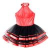 Agoky Kids Girls Sequins Ballet Dance Dress Halter Neck Gymnastic Leotard Skirt Stage Performance Dancewear Outfit Tutu Skirt Red Sequin Mesh 12-14 view 4