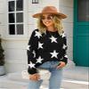 BROCHRY Women's Casual Crewnack Long Sleeve Tops Loose Cute Star Pattern Knit Sweater Jumper (Small, Black) view 2