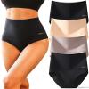 FINTETOO Light Tummy Control Underwear Women High Waisted Briefs Plus Size Shapewear Under Dress Ladies Panties S-XXXL view 1