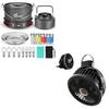Odoland Bundle - 2 Items 22pcs Camping Cookware Mess Kit and 10000mAh Camping Fan with Hanging Hook view 1