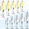 HESTYA 40 Pieces Fishing Lures Spoons Fishing Metal Saltwater Treble Trout Lures Hard Metal Spinner Baits 5 Sizes Casting Spoon Hooks for Salmon Bass (Silver,Gold) view 2