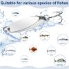HESTYA 40 Pieces Fishing Lures Spoons Fishing Metal Saltwater Treble Trout Lures Hard Metal Spinner Baits 5 Sizes Casting Spoon Hooks for Salmon Bass (Silver) view 4