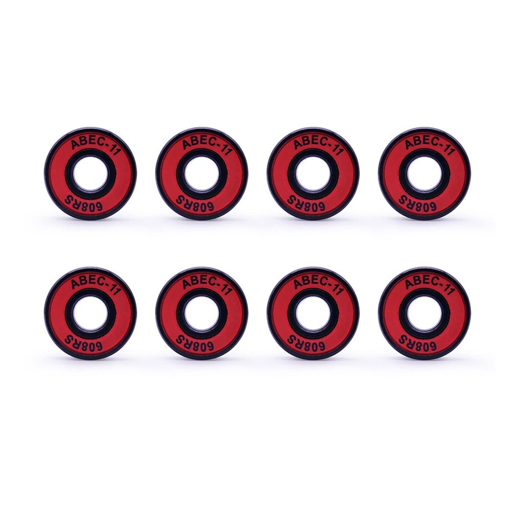 SUOFEILAIMU 8Pcs ABEC-9 608 2RS Inline Roller Skate Wheel Bearing 608 RS Anti Rust Skateboard Ball Bearings 8x22x7mm Shaft (Color : Red)