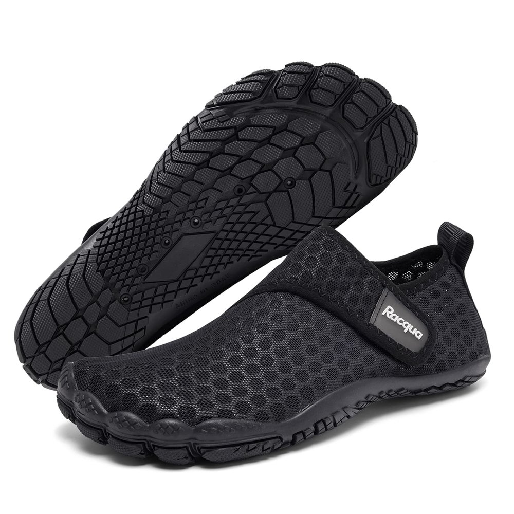 Racqua Mens Womens Water Shoes Quick Dry Barefoot Aqua Swim Shoes Lightweight Fishing Surfing Shoes Diving Pool Hiking Sport Shoes Black 14 Women/13 Men
